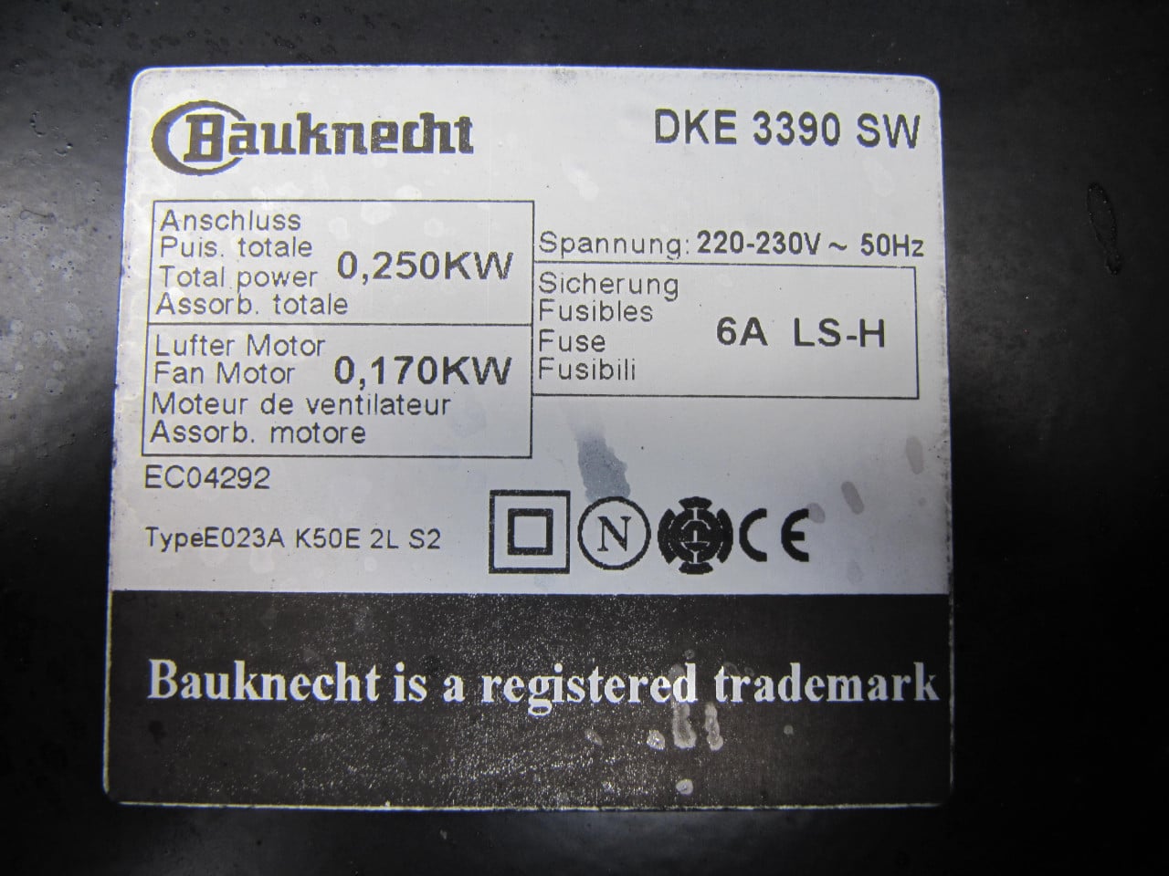 Afzuigkap Bauknecht DKE 3390 SW