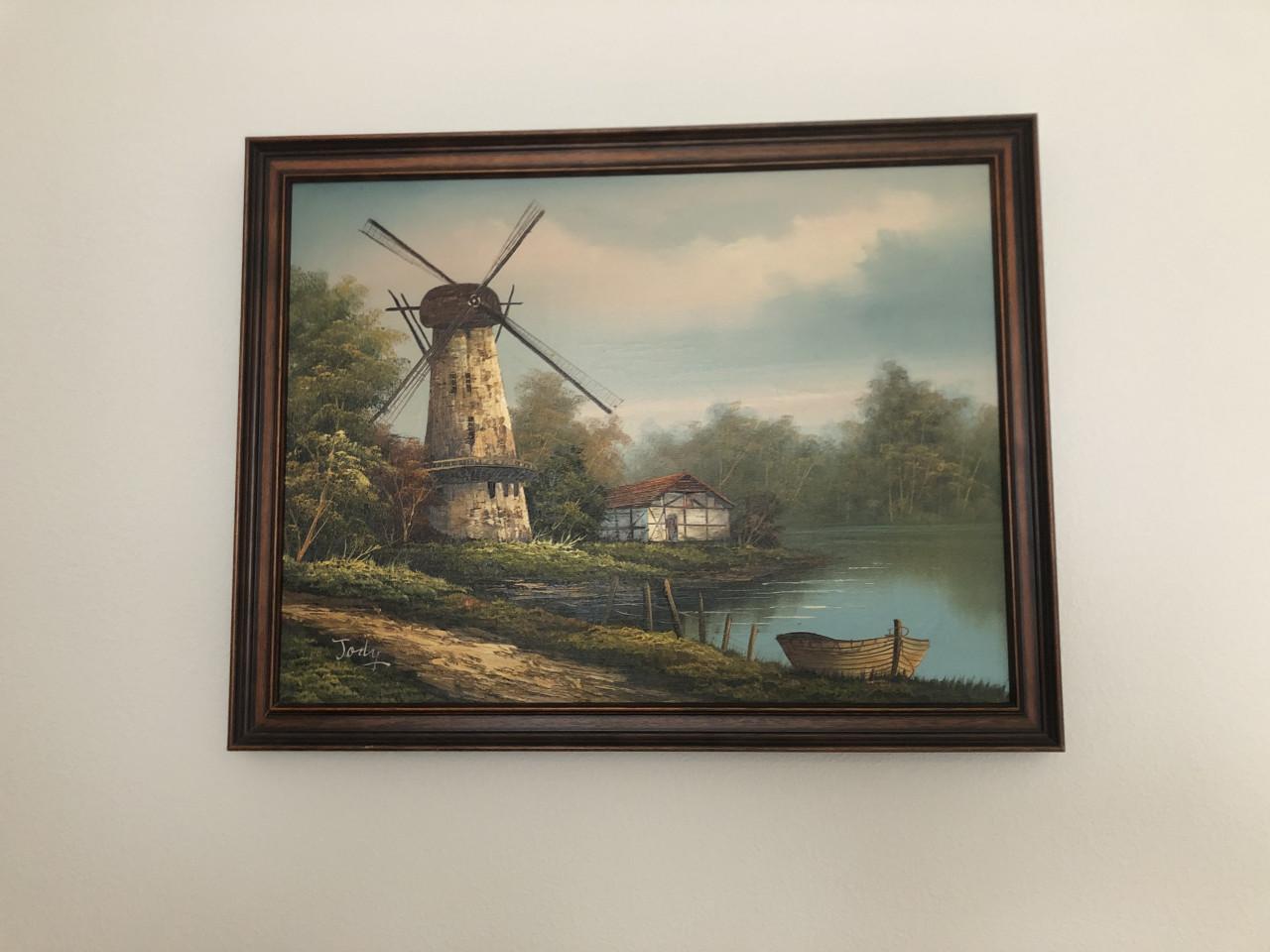 Olieverf schilderij in mooie houten lijst