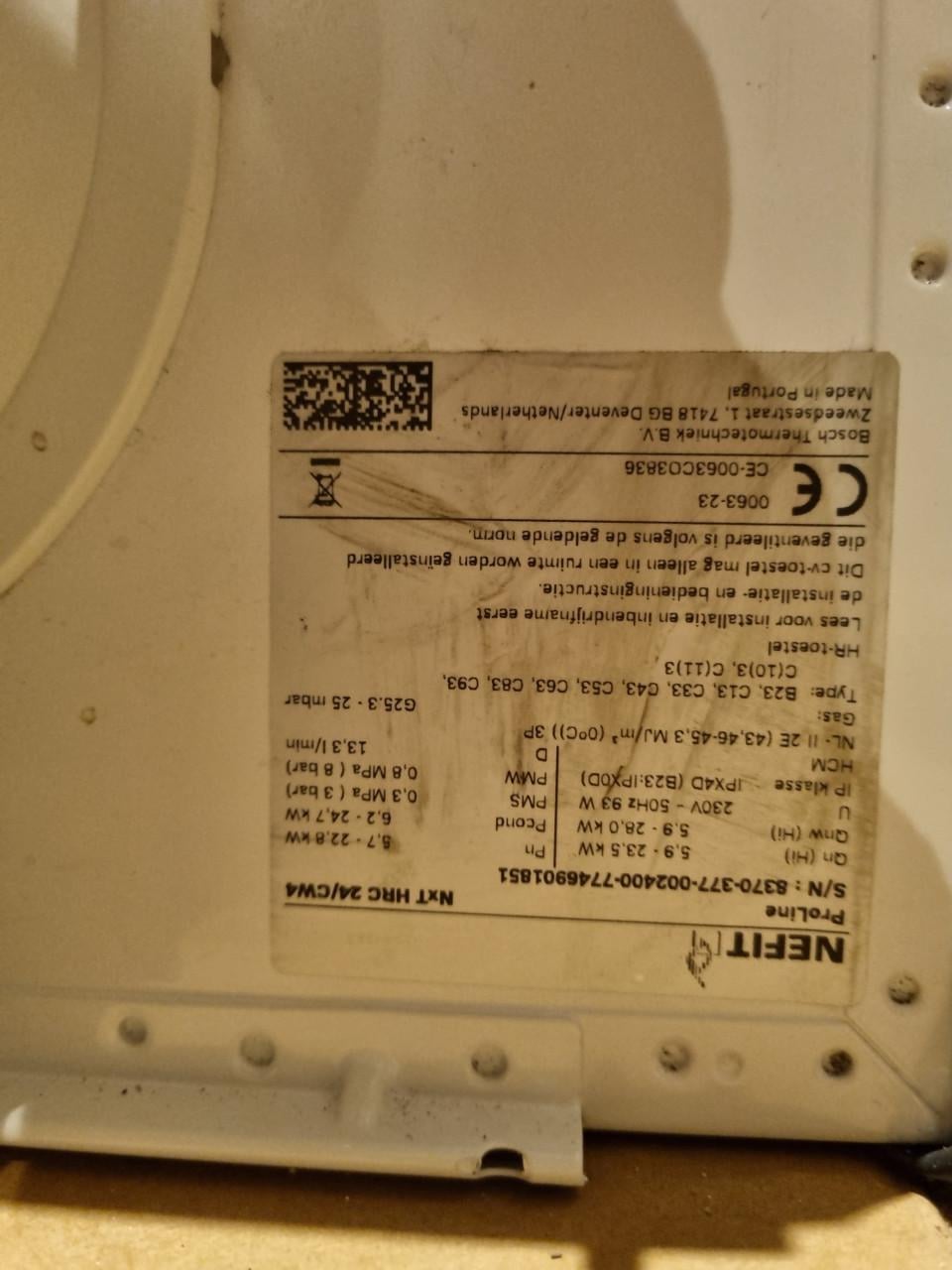 Cv ketel nefit proline nxt hrc 24/cw4