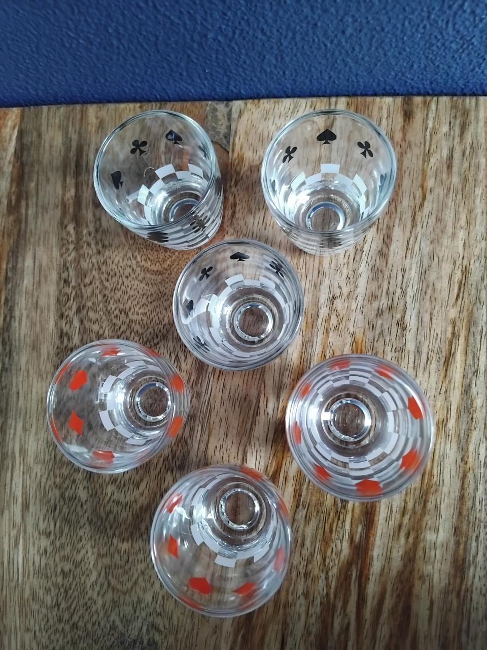 Vintage Borrelglaasjes Speelkaartmotief