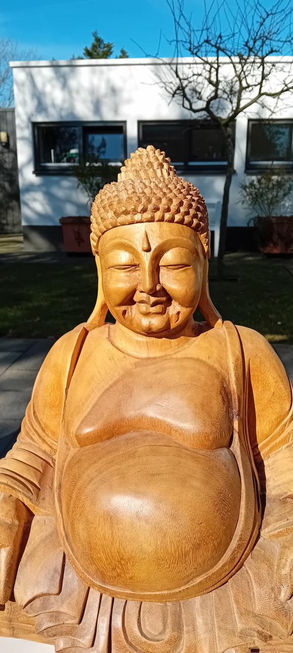 Mooie massief houten zittende boeddha uit Bali