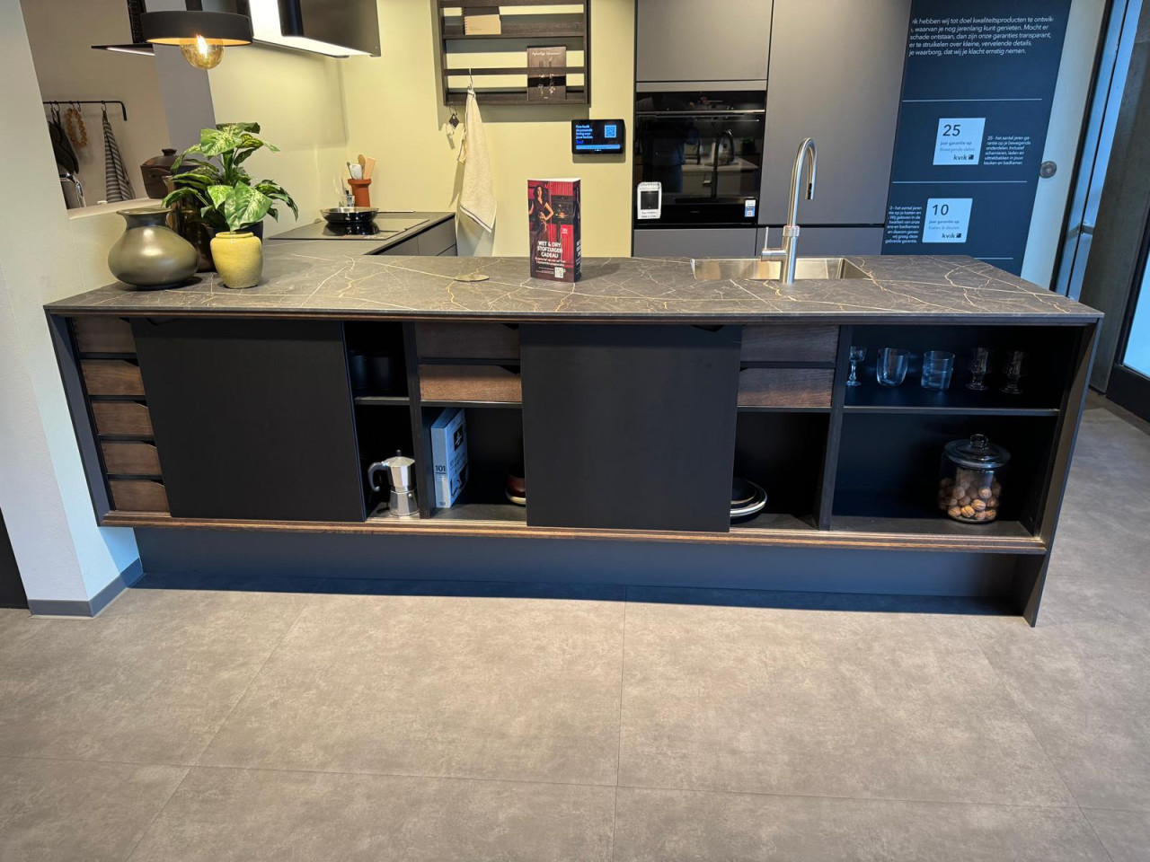 HOEKKEUKEN KVIK PRATO DARK GREY met X module