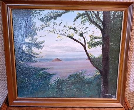Schilderij romantisch Indisch? landschap met warme kleuren