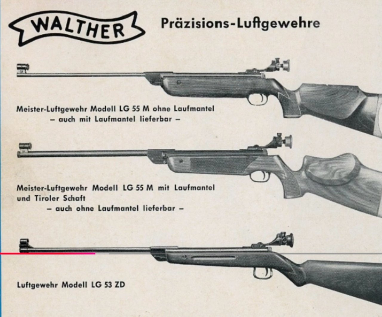 Walther LG53 Luftgewehr 4,5 mm Tiroler stock.