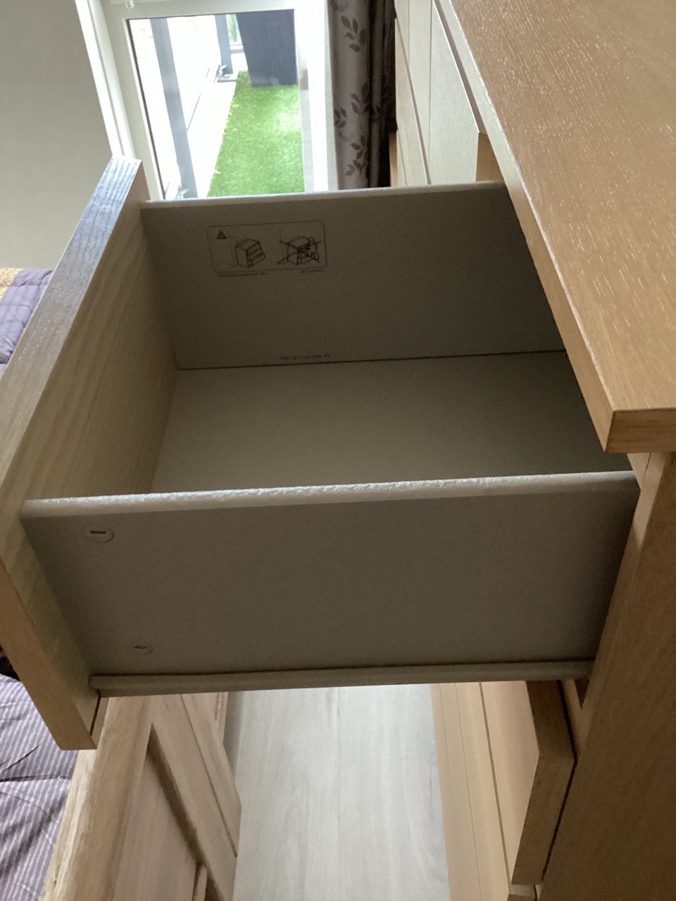MALM Ladekast 6 lades, wit gelazuurd eikenfineer, 80x123 cm