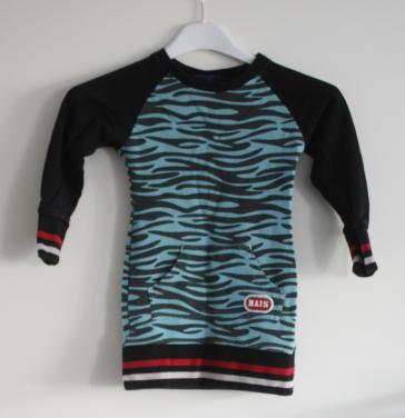 Jurkje zwarte mouwen en zebra print maat 86-92