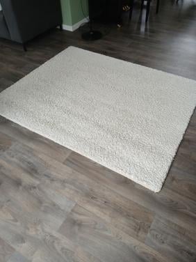 Zwaar, degelijk Crème wit vloerkleed hoogpolig 145cm x 180cm