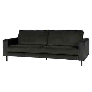 Bank (3-zits) en fauteuil fluweel zwart