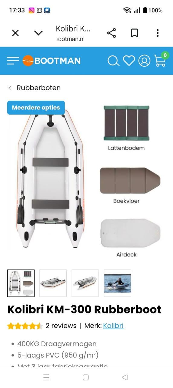 Rubberboot kolibri 3 volwassenen