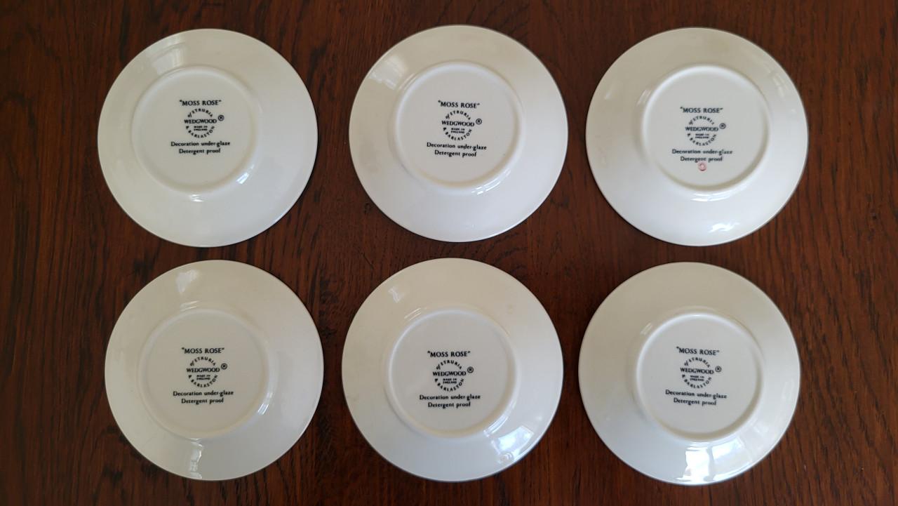 Set v 6 Wedgwood Moss Rose bonbon bordjes 8 cm