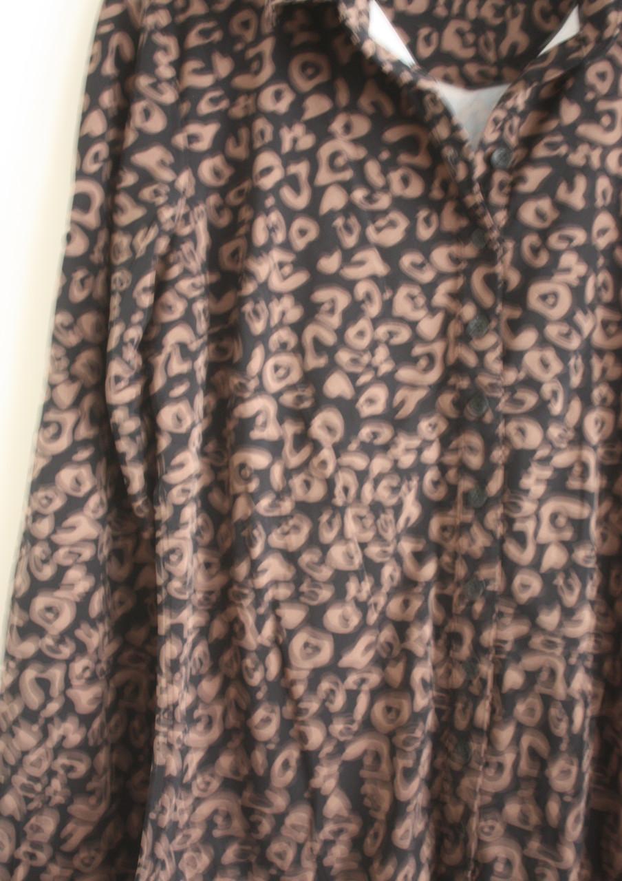 Zwart bruine panterprint blouse  maat m