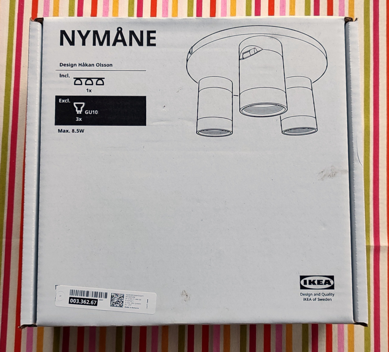 NIEUW - Ikea plafondspot NYMÅNE met 3 spots (led-lamp)