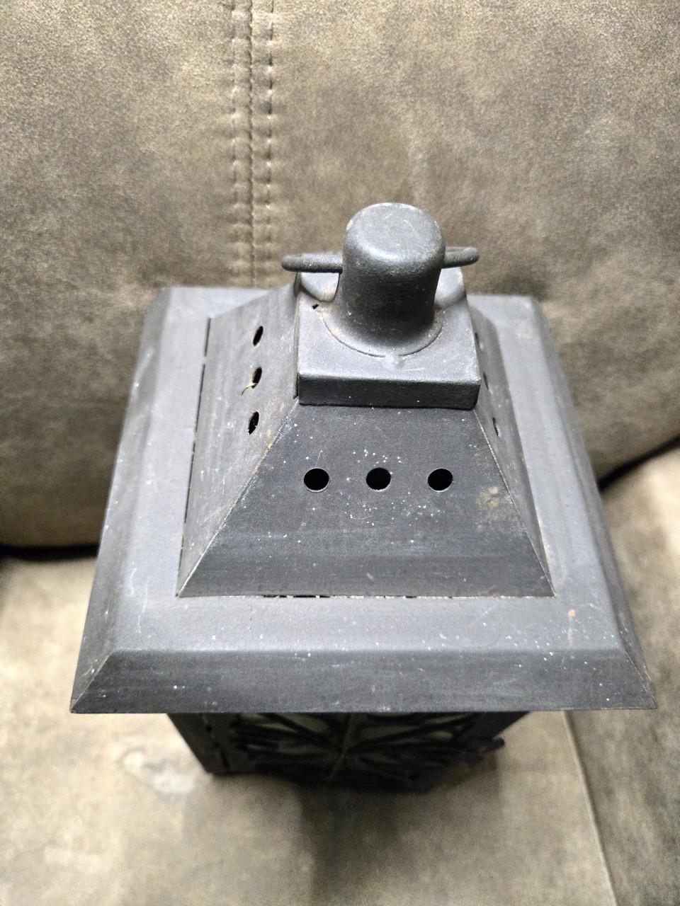 Zwarte metalen lantaarn H35 17x17cm