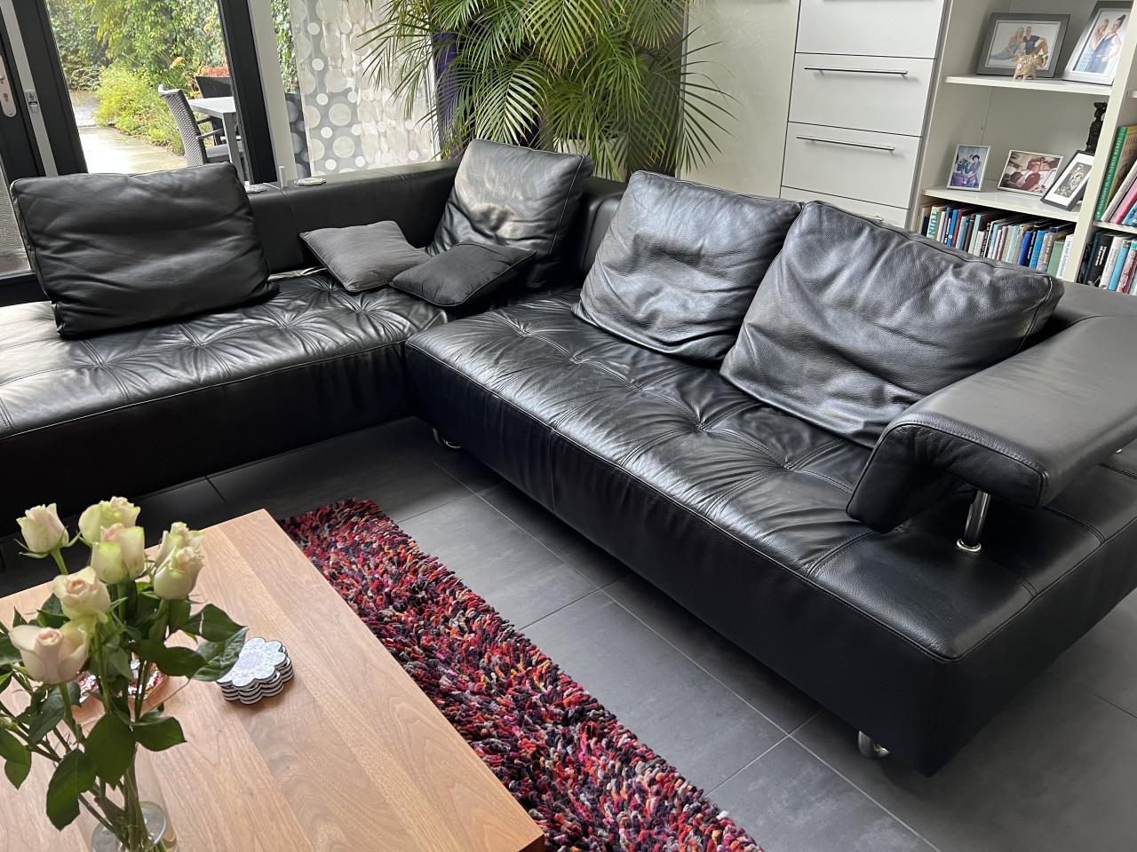 Montel leder bankstel zwart