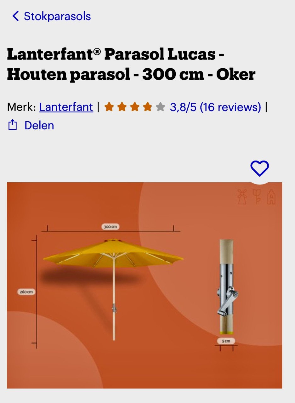 PARASOL LANTERFANT OKER GEEL