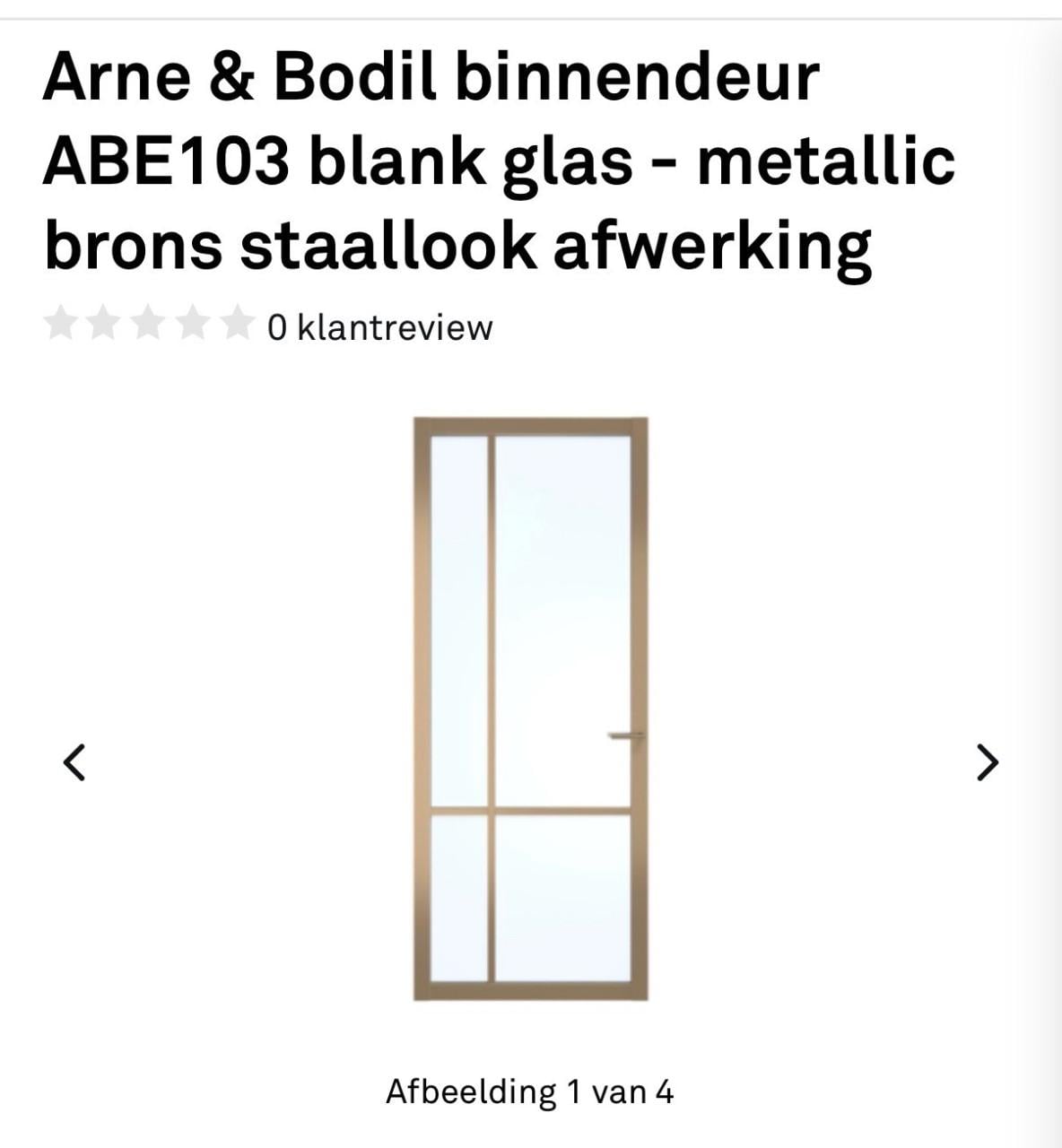 Glazen binnendeur met kleine beschadiging