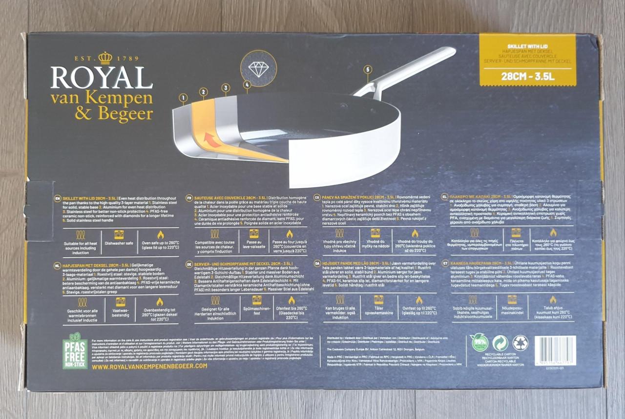 Royal van Kempen en Begeer hapjespan met deksel 28 cm 3,5 lt