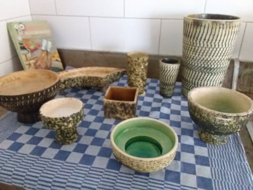 Vintage bloempotten berkenbast boomschors