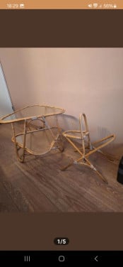 2x Vintage rattan/rotan bamboo bijzettafel