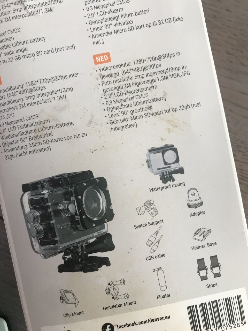 Denver Action Camera - gopro 5MP - Foto & Video - 30M Waterdicht - ACT324