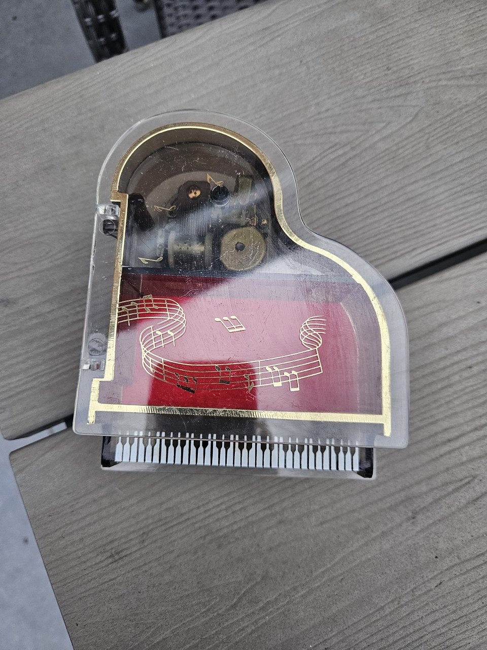 Mooi vintage acryl vleugel/piano muziekdoos in nette en werkende staat