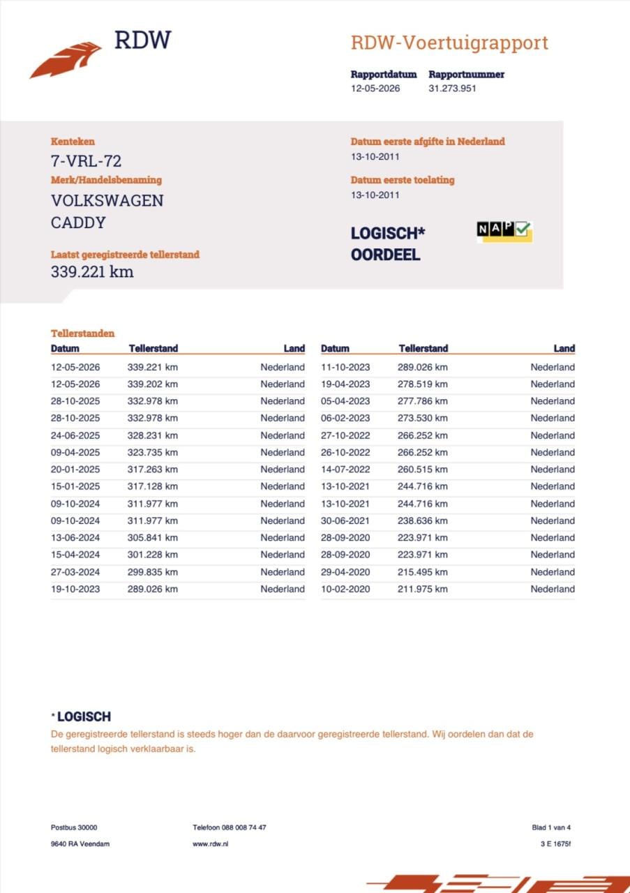 Volkswagen Caddy 1.6 D 55KW 2011 | NAP