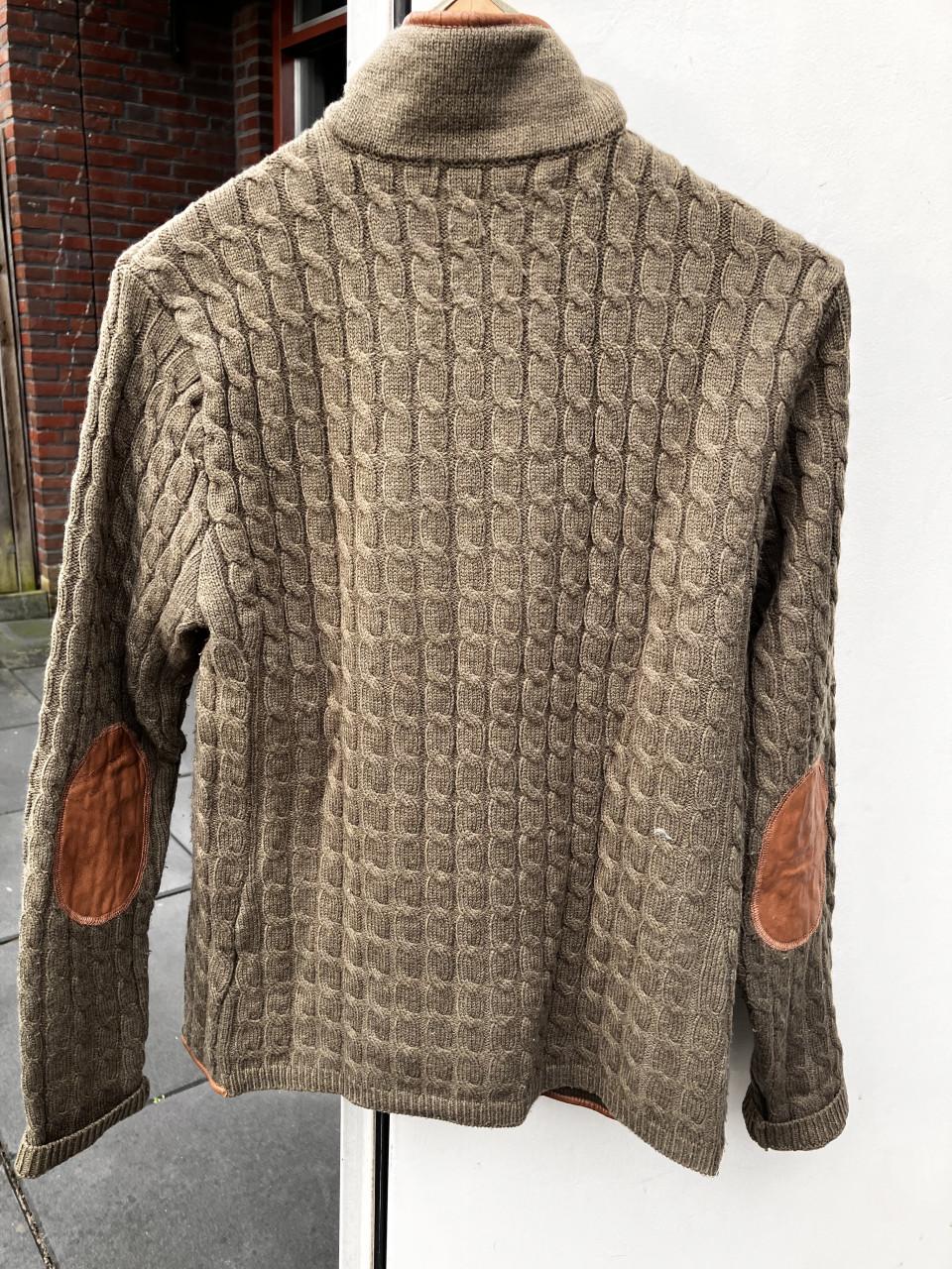 Vintage Groen Gebreid Wollen Vest met Kabelmotief