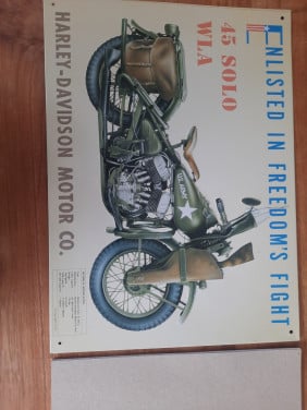 Metalen bord Harley Davidson WLA 31 x 40 cm