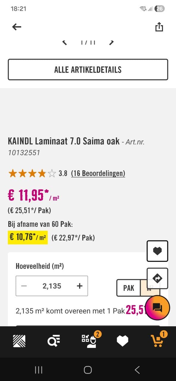 3 pakken laminaat