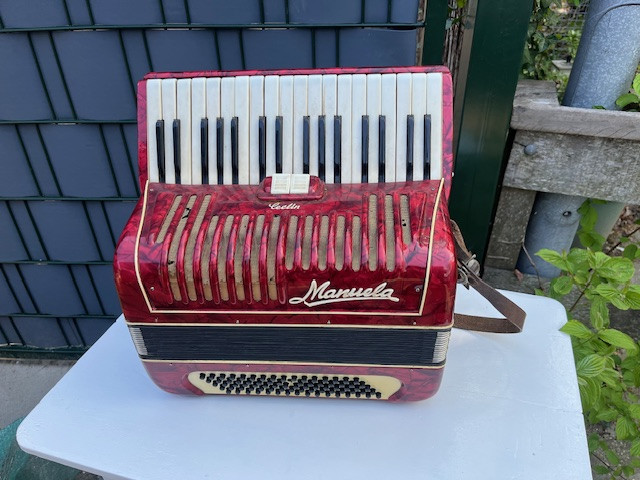Accordeon Manuela Leclin met riemen en koffer