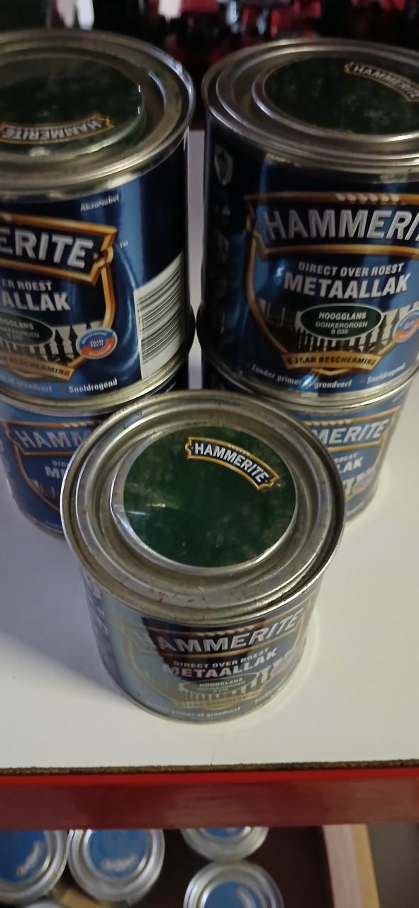 Hammerite metaallak 250ml in blauw rood groen zwart en wit