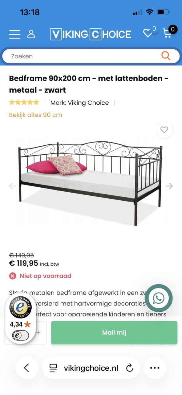 Metalen bed frame