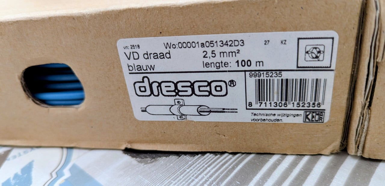 Installatiedraad 2.5mm nieuw.