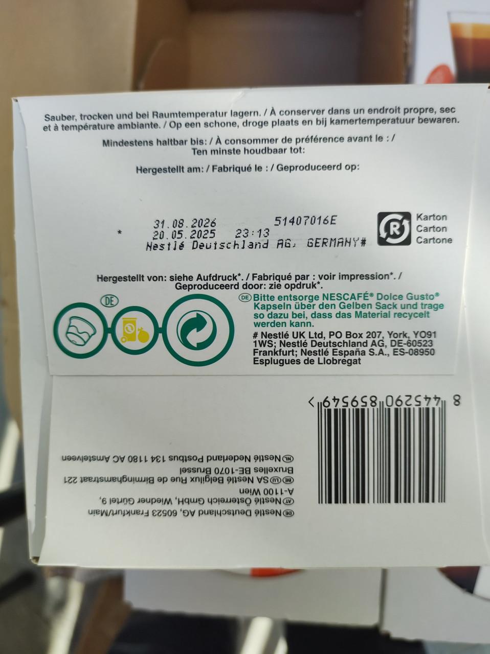 Dolce Gusto Nescafe cups. 6x 16 stuks. houdbaar tot 8-26