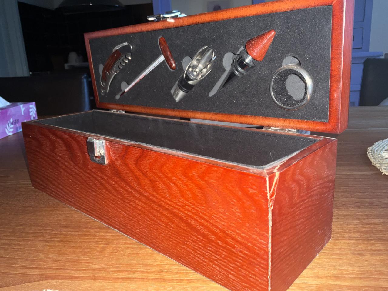 Luxe Wijnkist met Accessoires - Houten Kist