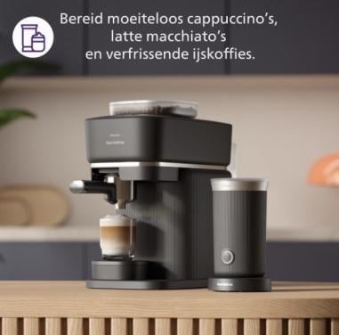 Philips baristina met melkopschuimer zwart  NIEUW