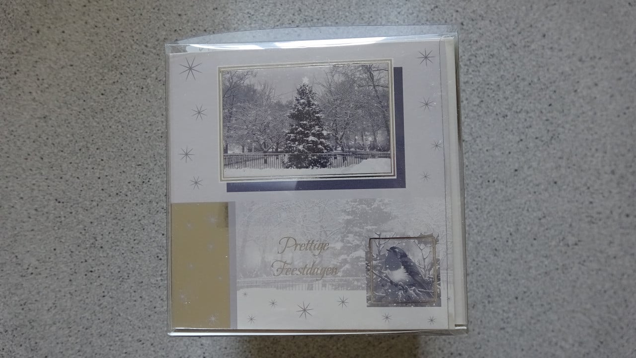 Kerst - Nieuwjaars Folie/Glitterkaarten box (30 stuks) nieuw