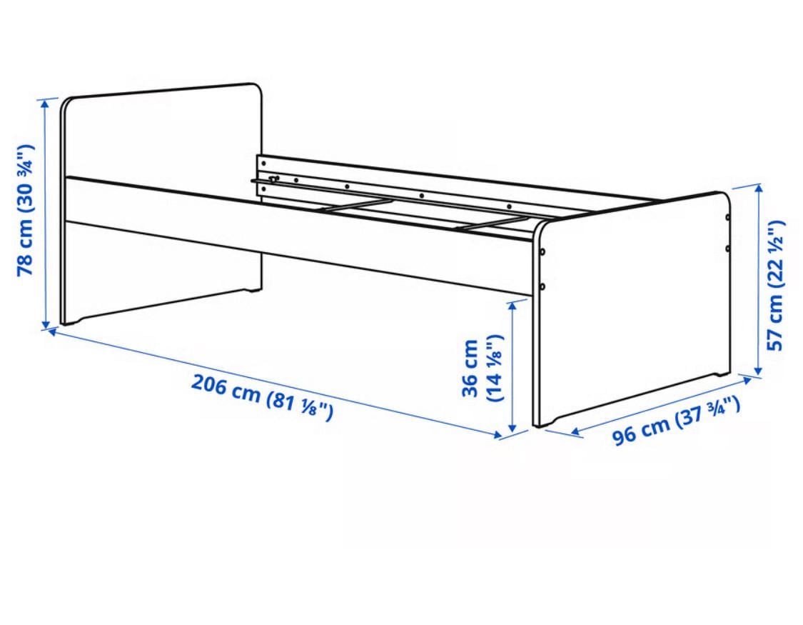 2 keer een SLÄKT / NATTAPA Bedframe met matras lattenbodem wit, 90x200 cm
