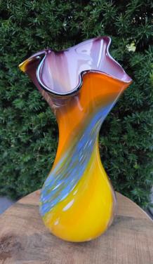 🌿 Prachtige Vintage Glazen Vaas Murano stijl.