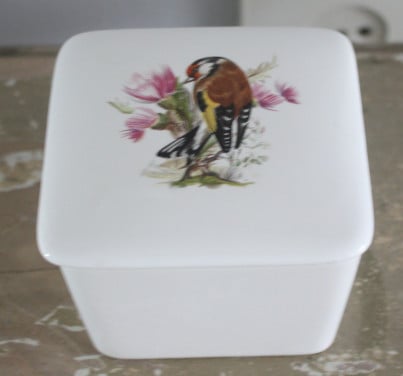 Potje met vogelprint en los deksel