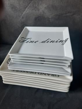 Vierkante dinner en dessert borden