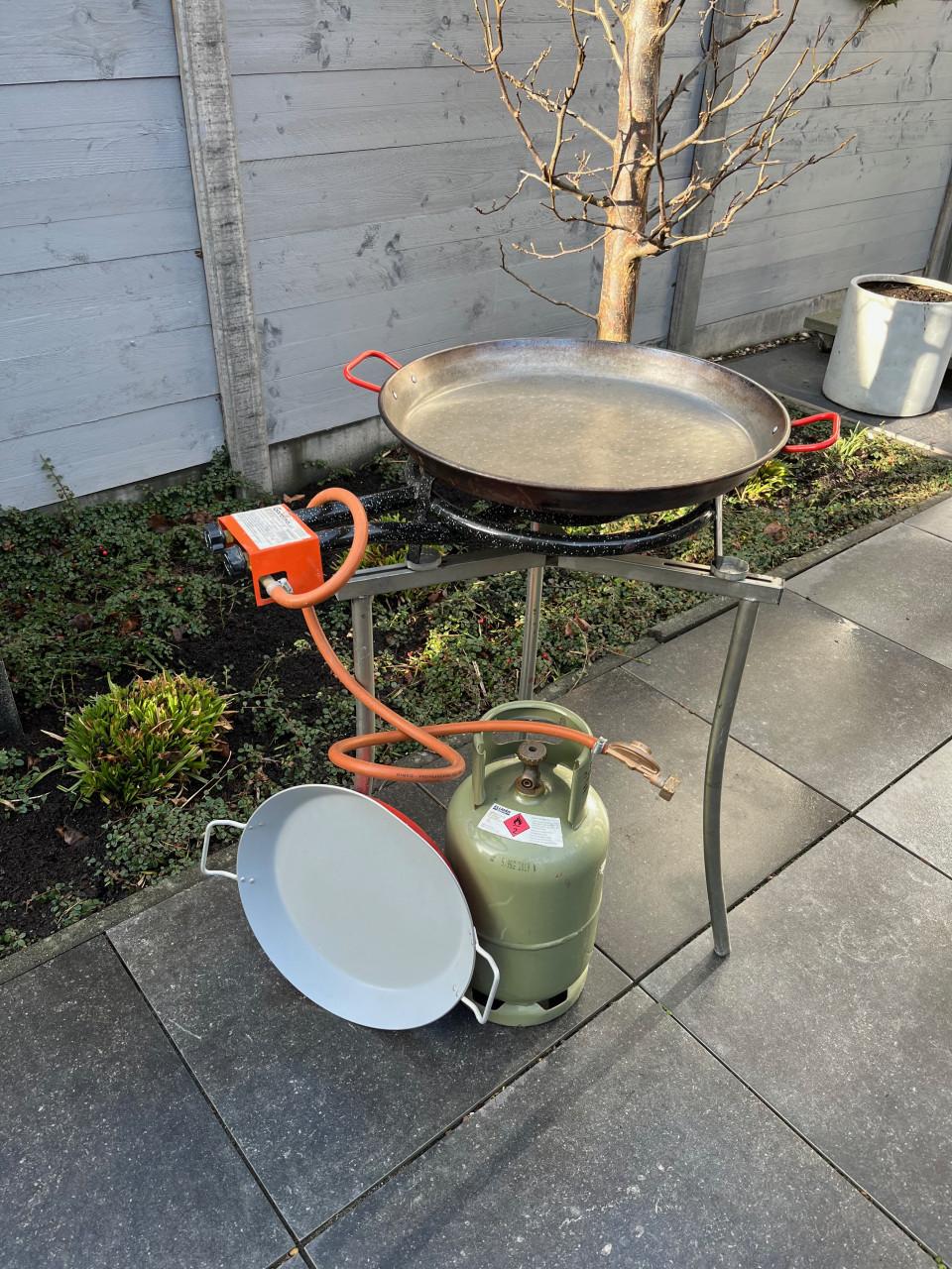 Orginele Spaanse Garcima Paella set inc. gasfles en pannen