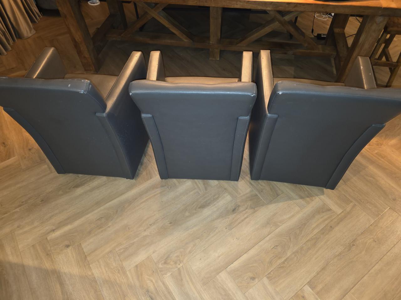 Eetkamerstoelen 3 stuks kunstleer grijs