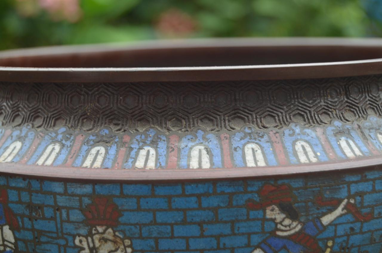 Chinese champlevé cachepot vroeg 20e eeuw.