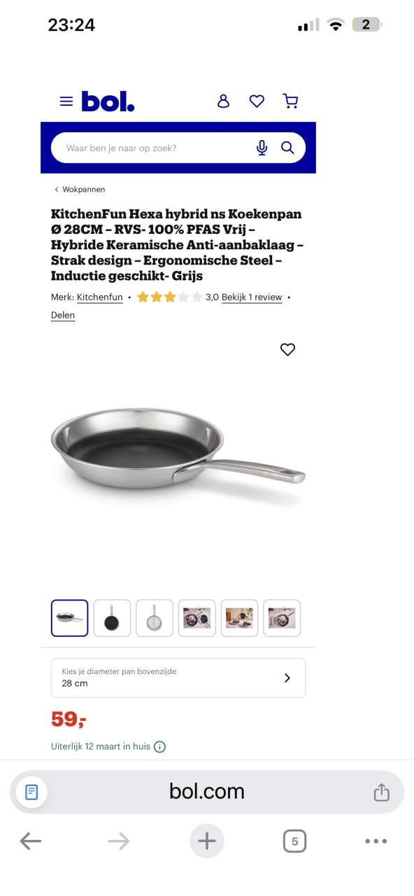 Nieuwe Set KitchenFun Hexa hybrid ns Koekenpan Ø 28CM – en Ø 24 CM.