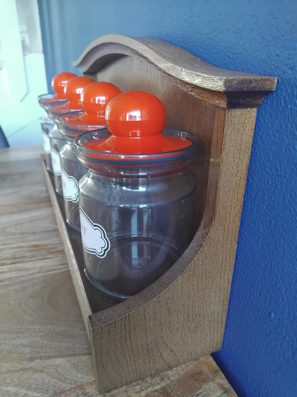 Vintage EMSA Voorraadset Wandrek + Potten