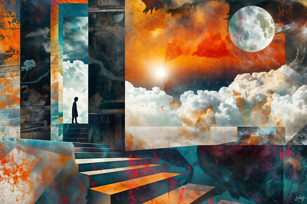 " MoonChild" Unieke editie 1/1 Digitaal schilderij/Giclee - Formaat 120x80