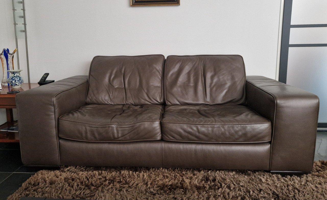 Natuzzi bankstel leer bruin