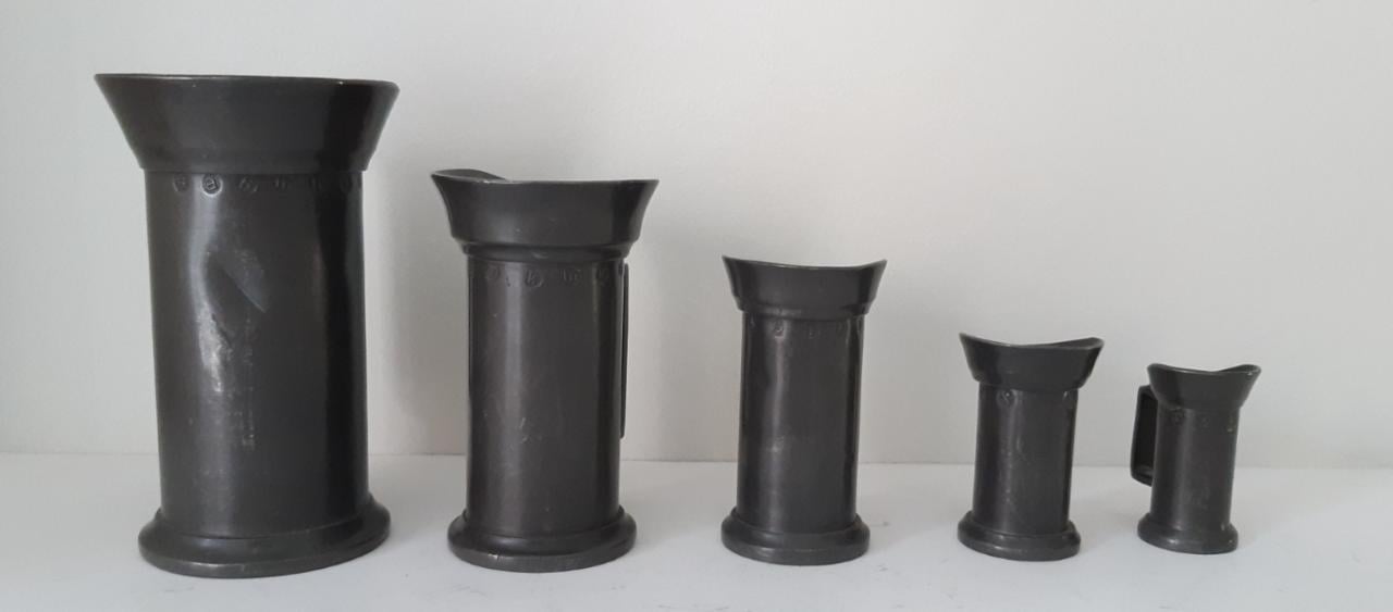 5 tinnen maatkannetjes