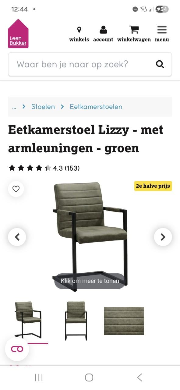 Eettafel inclusief 6 stoelen.